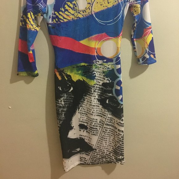 Blue Graphics Key Hole Dress - Item#17 - Picture 2 of 5